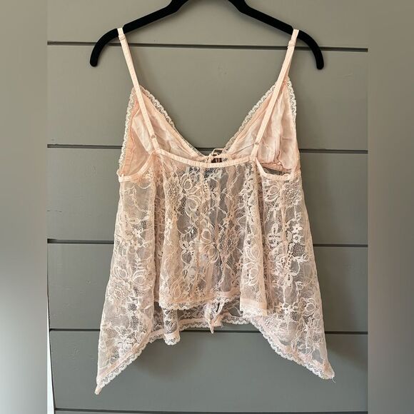 Urban Outfitters UO Roxie Sheer Lace Flyaway Cami Size M Powder Pink - Picture 4 of 9